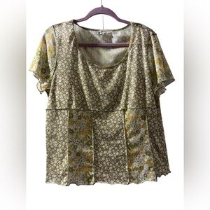 Jolt Floral Olive and Yellow Blouse